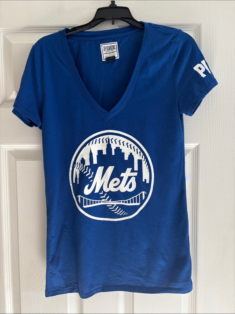 PINK Victoria's Secret Royal Blue Mets Logo Tee